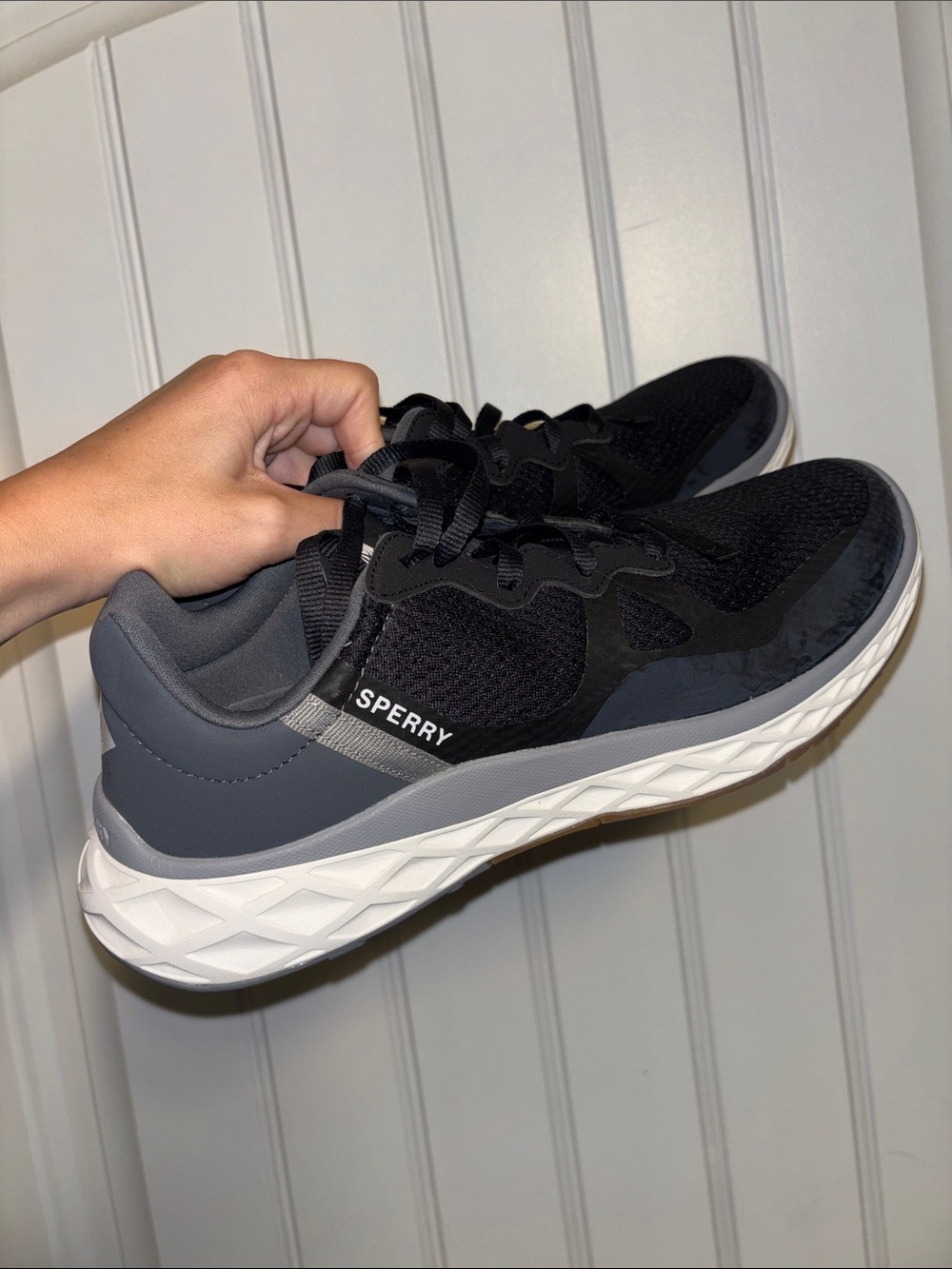 Sperry Men's Black and Gray Mesh Athletic Sneakers